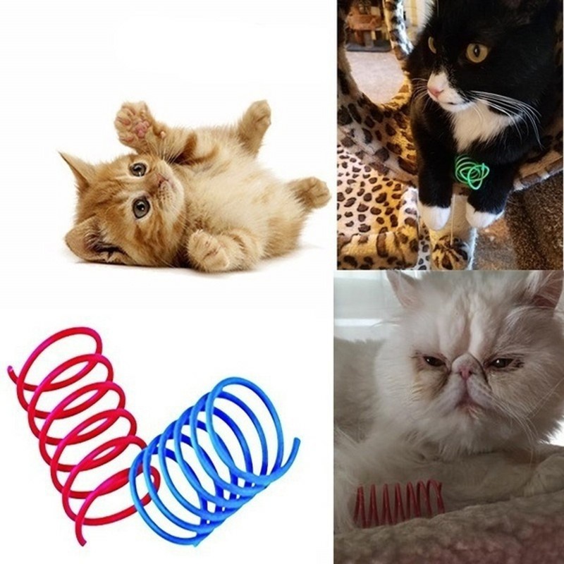 Hot Sale/4Pcs Plastik Warna-Warni Musim Semi Kucing Mainan Produk Pet/Kreatif Coil Spiral Springs Pet Mainan Interaktif/Perlengkapan Hewan Peliharaan