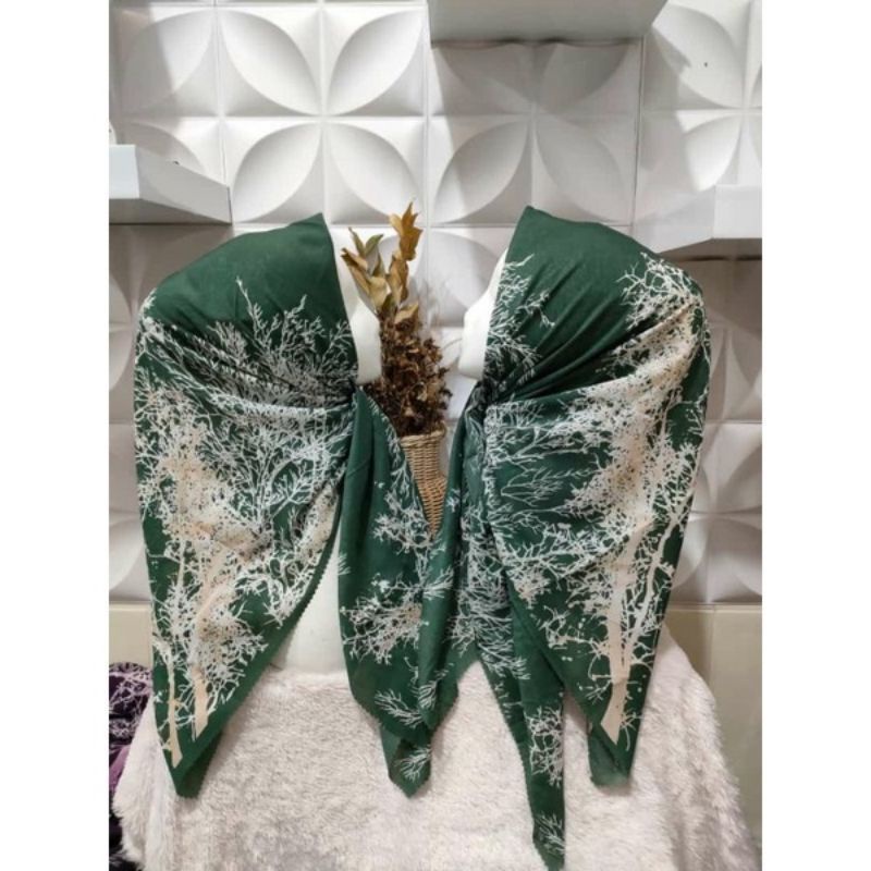 hijab denay segiempat motif ranting krudung voal denay