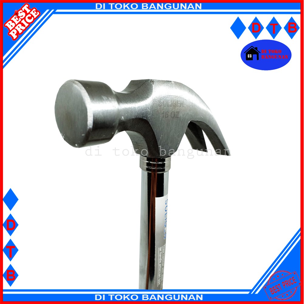 Palu Kambing Gagang Besi Chrome 8OZ 16OZ Soligen Martil Hammer