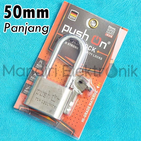 Gembok 50mm Panjang - Gembok Push On Panjang 50mm Long - Gembok Stainless Leher Panjang Long