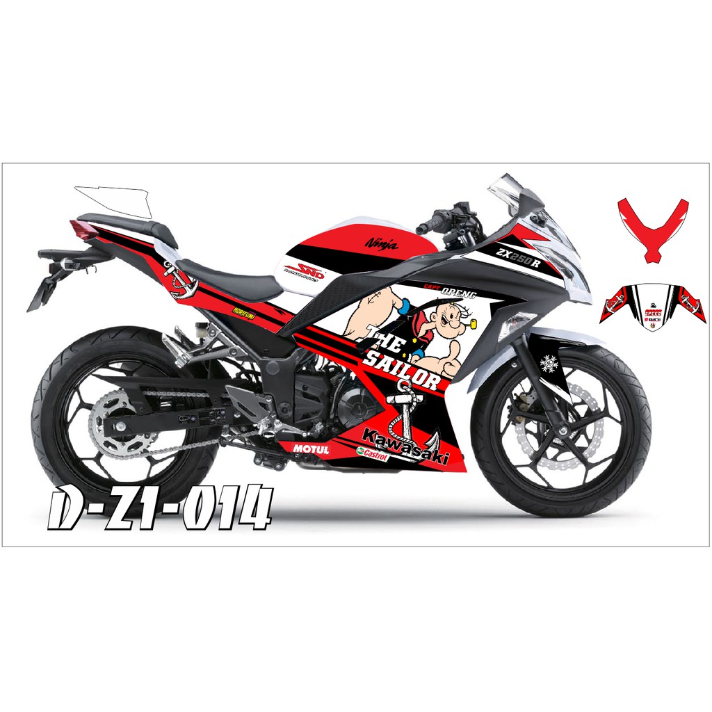 Decal Sticker Dekal Stiker Motor Kawasaki Ninja 250 Fi D Z1 014