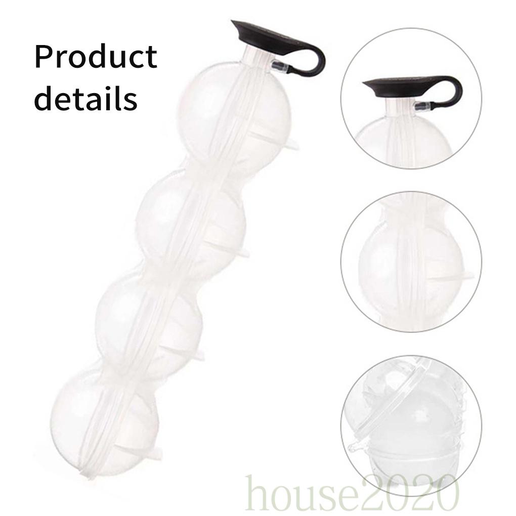 (House2020) Cetakan Es Batu Bentuk Bulat 4 Sekat Bahan Silikon Untuk Pesta / Pub