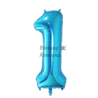 Jual Balon Angka Biru Polos ukuran 40cm Semua Angka Biru Disini