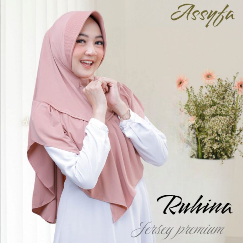 (Ori Assyfa) RUHINA •jilbab instan jersey premium• jilbab instan pet rampel