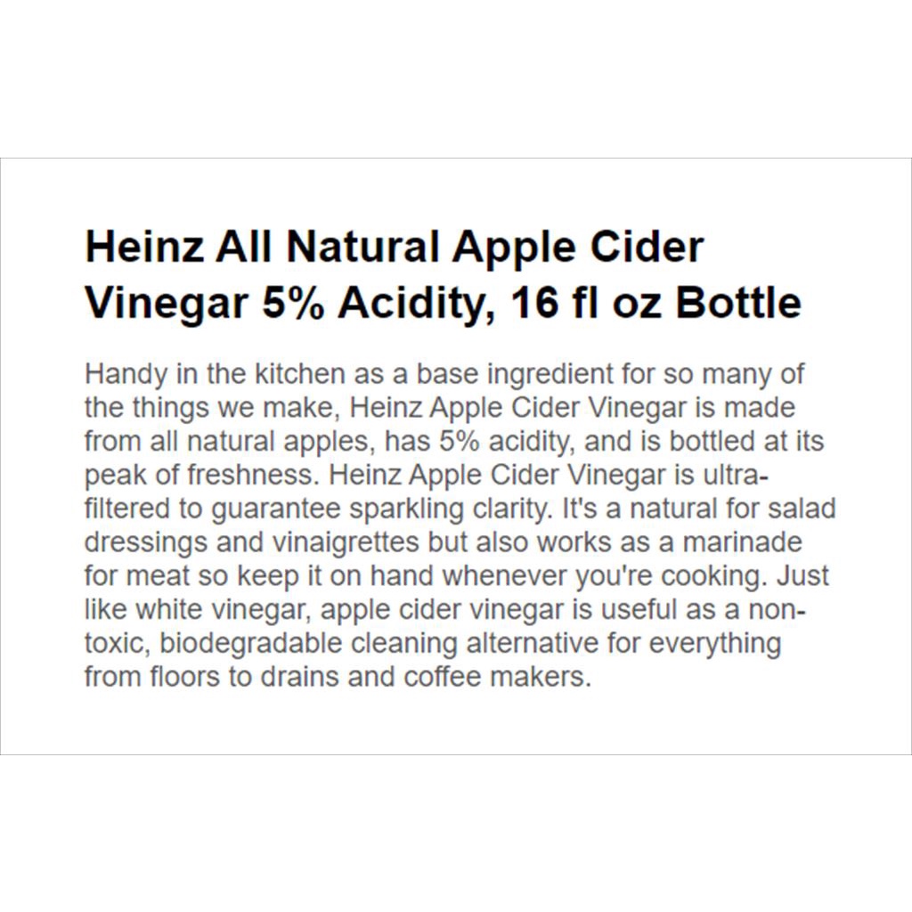 Heinz Apple Cider Vinegar / Cuka Apel 896 ML Best Price