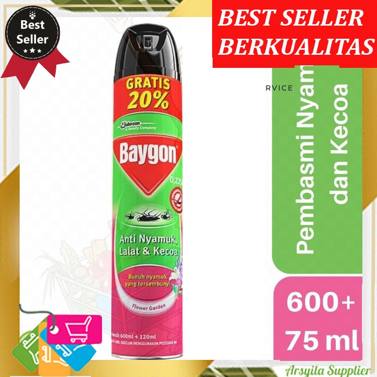 Baygon Aerosol Spray Flower Garden 600-120ml Semprotan Nyamuk Kecoa