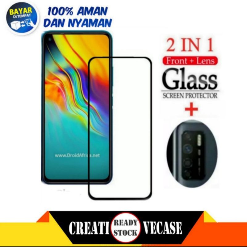 Tempered Glass Infinix Hot 9 New + Tg Camera Lensa 2 in 1