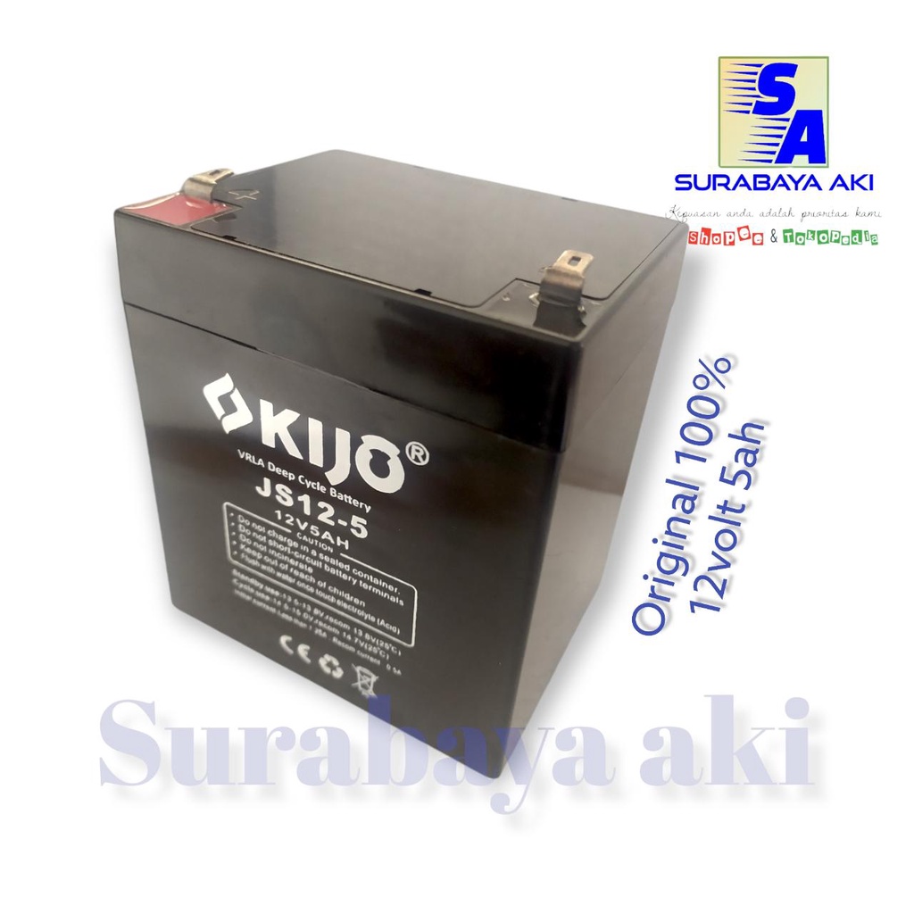 baterai aki kering UPS mobil mainan emergency lamp 12v 5ah 12volt KIJO