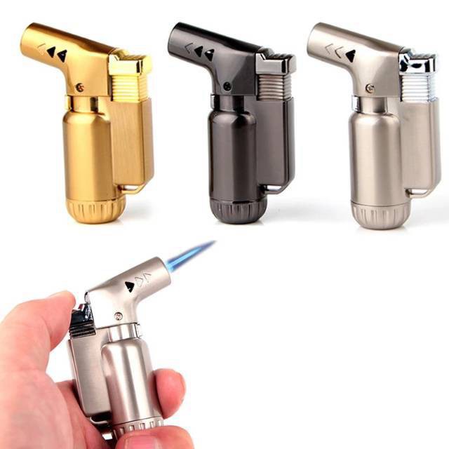 Outdoor Mini Butane Jet Lebih Ringan Turbo Torch Korek Api Tahan Angin Spray Gun Logam Ringan