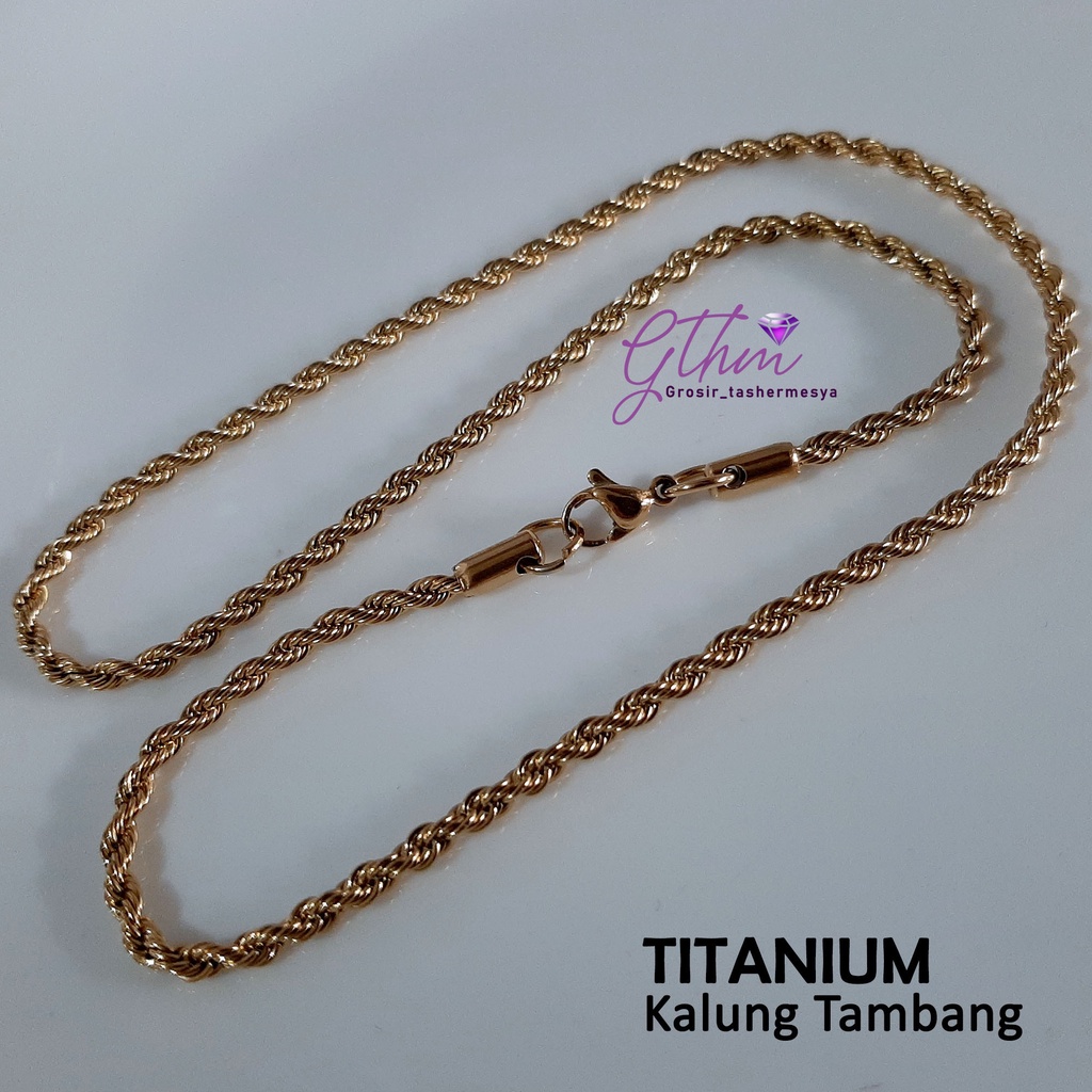 Kalung Titanium Tambang Stainless Steel Anti Karat Perhiasan fashion Import Premium klg017