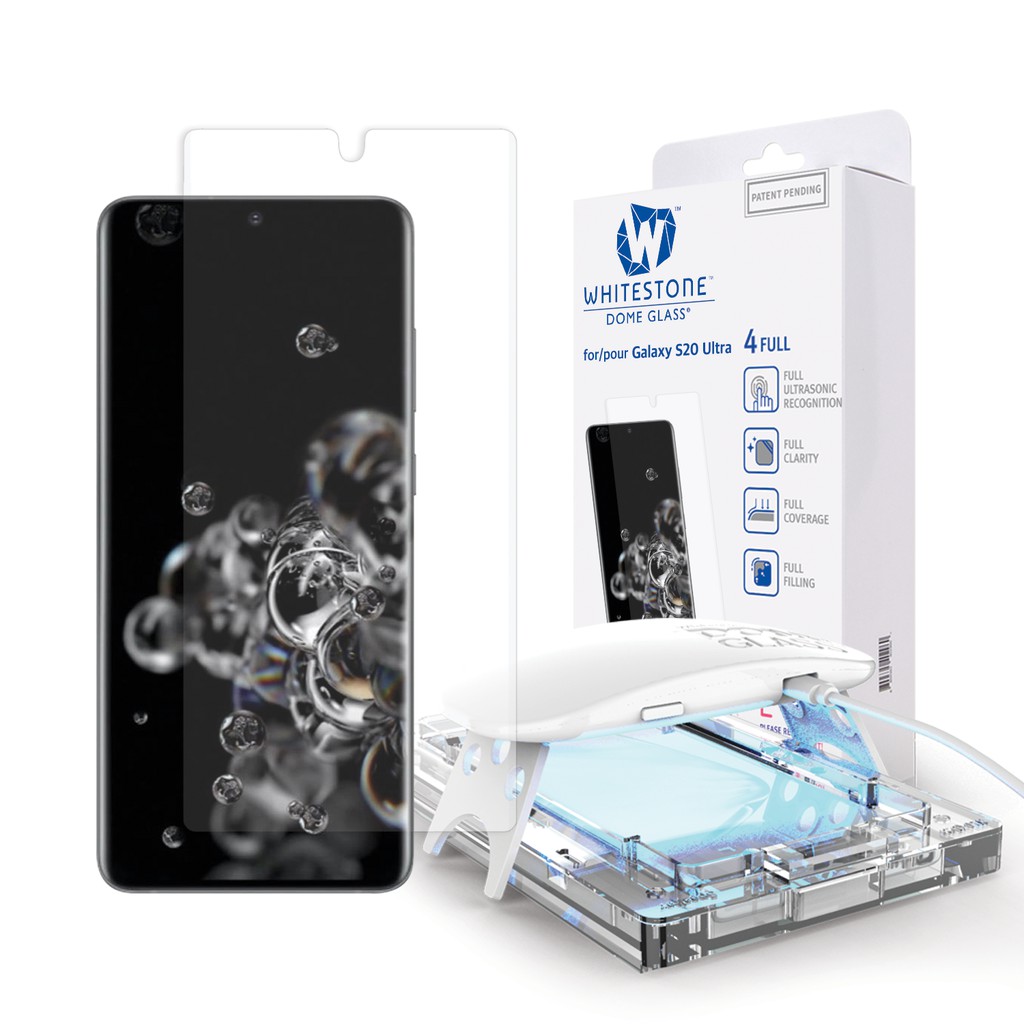 Whitestone Dome UV Tempered Glass Samsung S20 / S20 Plus / S20 Ultra - S20 Ultra, WIth UV Lamp