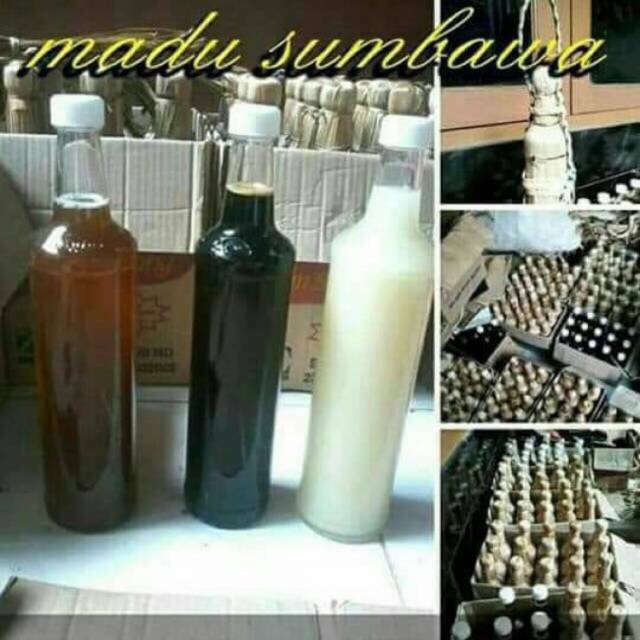 

Madu Murni Sumbawa Hitam - Cokelat - Putih / Botol Kaca 650ml Asli Raw Siap Minum