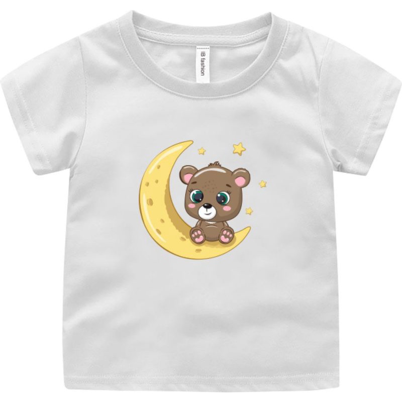 ((IB))KAOS ANAK2 UNISEX/ BEAR BULAN SABIT DIGITAL SABLON