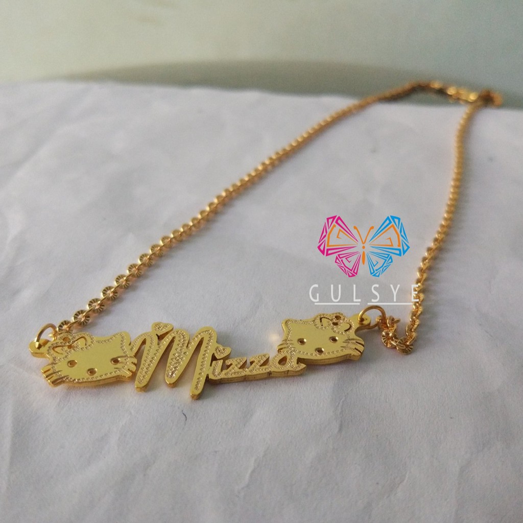 PROMO! KALUNG NAMA GOLD TITANIUM FASHION WANITA INISIAL LAPIS EMAS ASLI anti karat -KODEGM 02