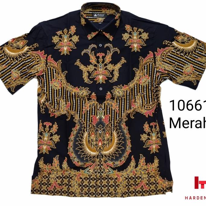 Kemeja batik alisan pendek reguler fit hitam original 100%