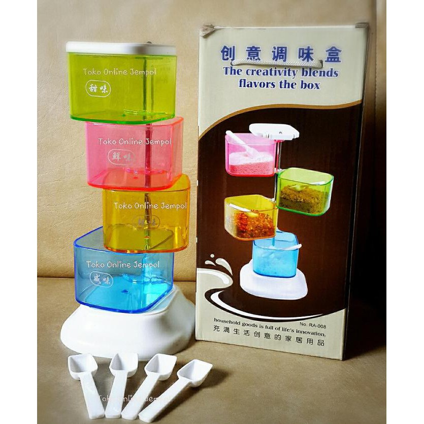 Tempat Bumbu Rainbow Miracle Tingkat 4 Kotak Seasoning Jar