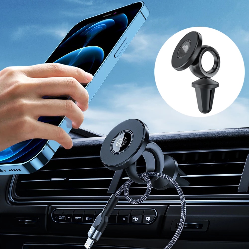 Holder Handphone / GPS Rotasi 360 Derajat Dengan Kabel Untuk Dashboard / Ventilasi Ac Mobil