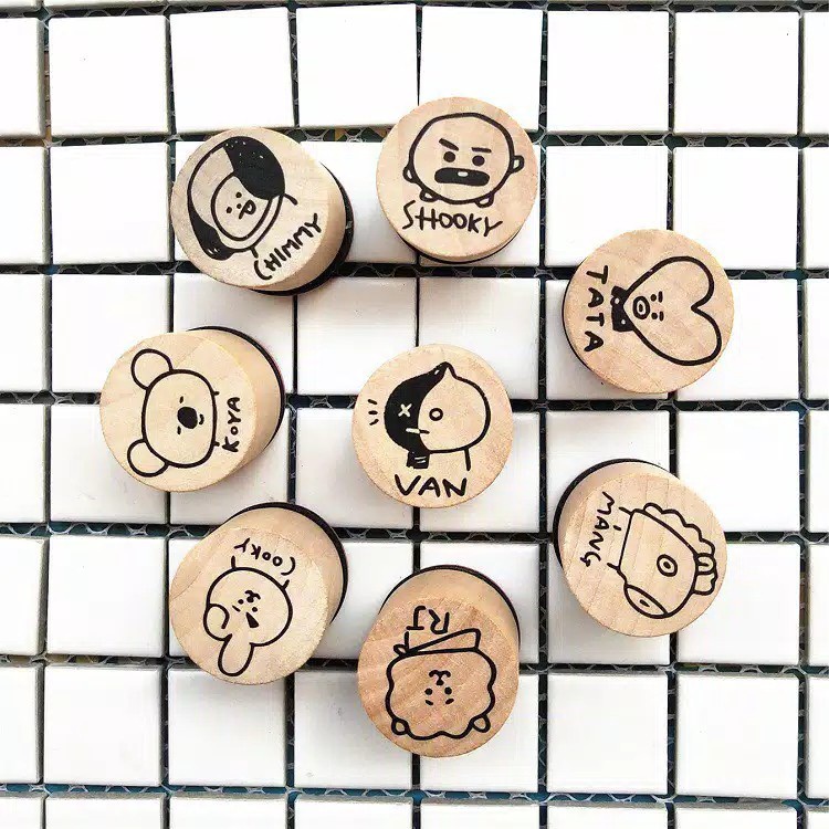 

KPOP BTS BT21 Stamp Kayu Stempel Cooky TATA
