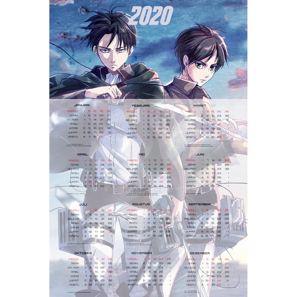 Kalender Anime Attack On Titan 2020 Shopee Indonesia