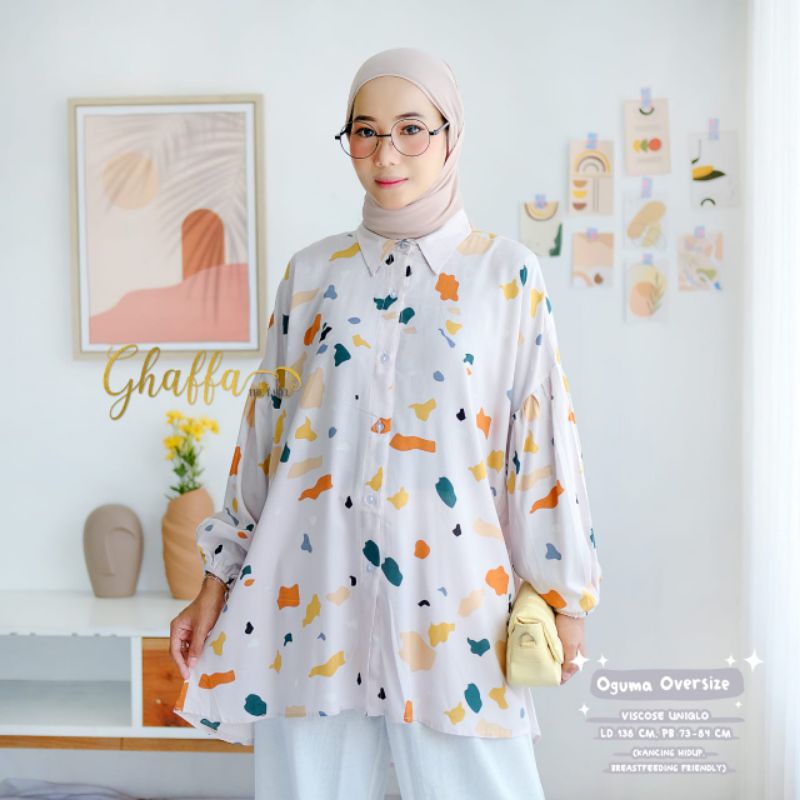 Blouse muslimah premiun / Oguma oversize by ghaffa the label / Blouse motif modern