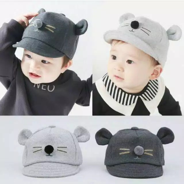 Topi Bayi Lucu / Topi Bayi Karakter Kucing / Baby Hat / Topi Bayi Baseball / Topi BAYI BALITA KOREA