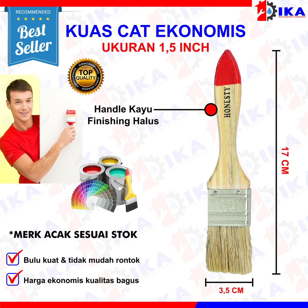 Kuas Cat Serbaguna Gagang Kayu - High Quality / Kuas Cat 1inch 2inch 3inch 4inch Alat Kuas kayu Cat Tembok Paint Brush / Kuas Cat SATUAN Gagang Kayu Ukuran 1&quot; /1.5&quot;/ 2&quot;/ 2.5&quot;/ 3&quot;/ 4&quot;