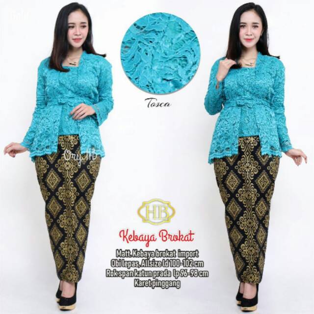 Kebaya Brokat Obi Pita Rok Span Batik Prada