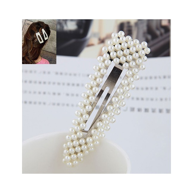 LRC Jepit Rambut Fashion Silver (silver Bottom) Pearl Small Flower Hairpin A57693