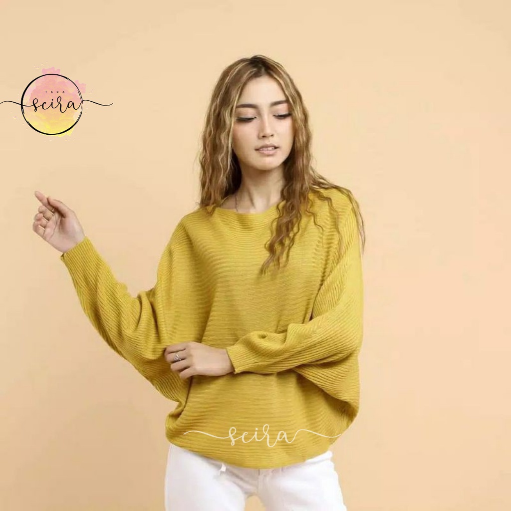 [BISA COD] Batwing Lasperal Blouse Batwing Rajut (Bahan Tebal) / Bluse Baju Rajut Batwing / Atasan Wanita Model Kelelawar / Jumbo Outerwear Blouse / Bluse Batwing / Kalong / Zaneta Batwing / Zaneta Kalong