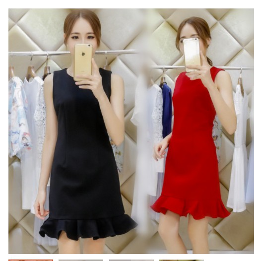 GAUN PESTA WANITA KOREA MODEL V-NECK