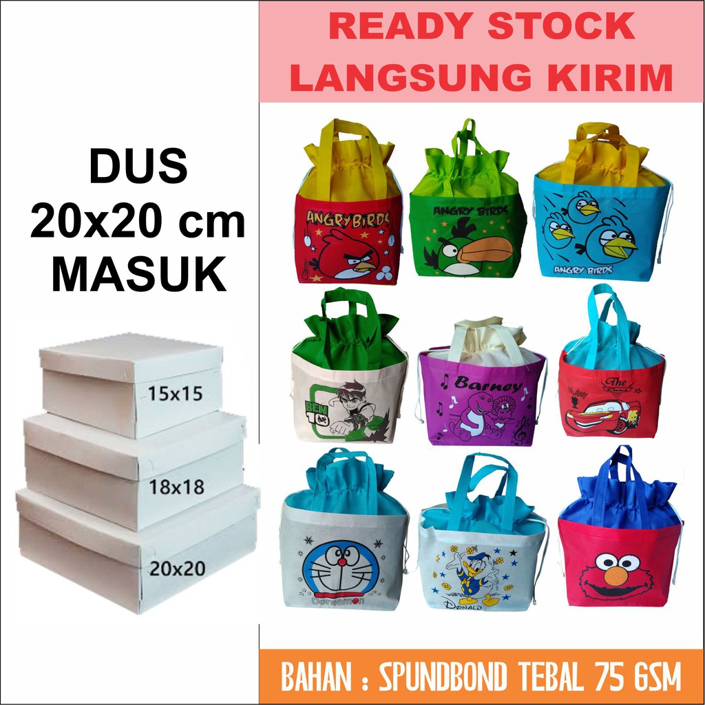 

[READY STOCK] TAS ULTAH SERUT Tas Berkat / Tas Souvenir Kotak nasi 20x20 cm DUS KFC BENTO MASUK