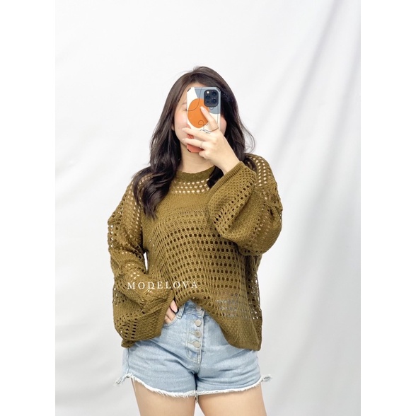 MDLV ~ Top Diego Rajut + Iner Atasan Rajut Korea Look Lengan Panjang Fashion Wanita Tajut Good Quality