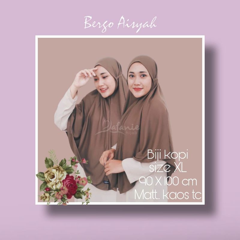 Jilbab Bergo Aisyah By Rafanie / Bahan Kaos TC / Hijab Bergo Jumbo