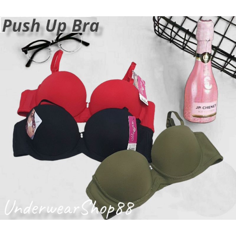 Bra|Bh Pushup Polos Berbusa Tebal Berkawat/Bra PushUp Import Premium/PushUp Bra Murah/Kait 2/Size 36 - 32