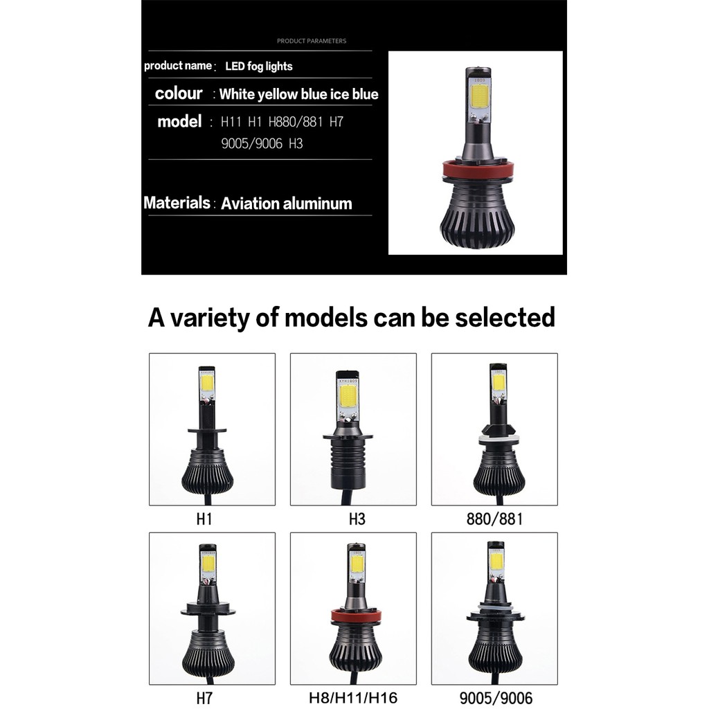 2pcs Lampu Kabut Depan Mobil Led Dua Warna H3 H7 H11 9005 881 H4 H8 H16 9006 Hb3 Hb4 880 H81