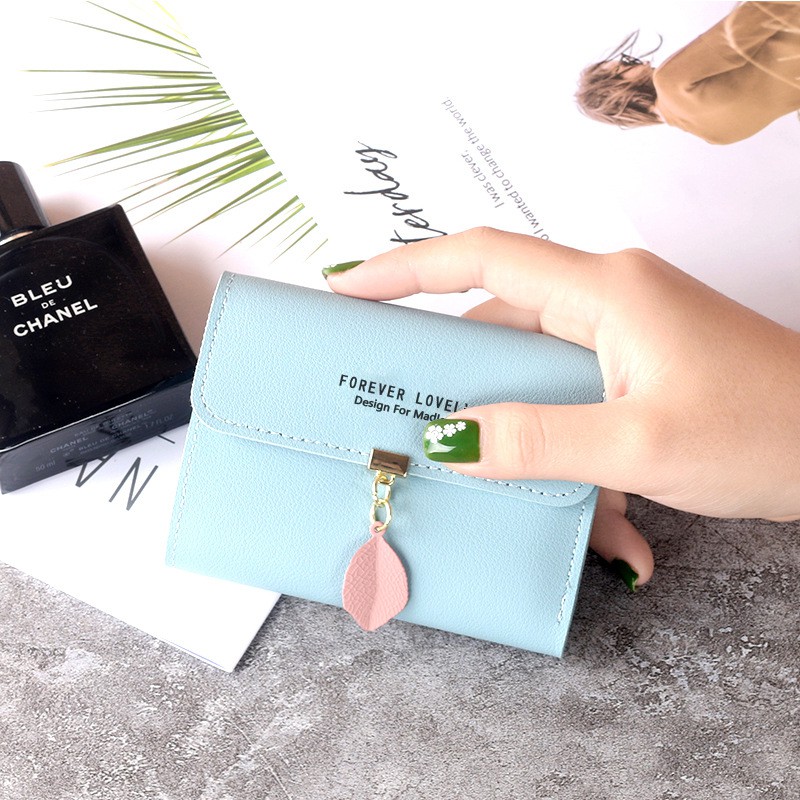 ♥ TMALL88♥ DOMPET LIPAT MINI WANITA / GANTUNGAN DAUN CANTIK