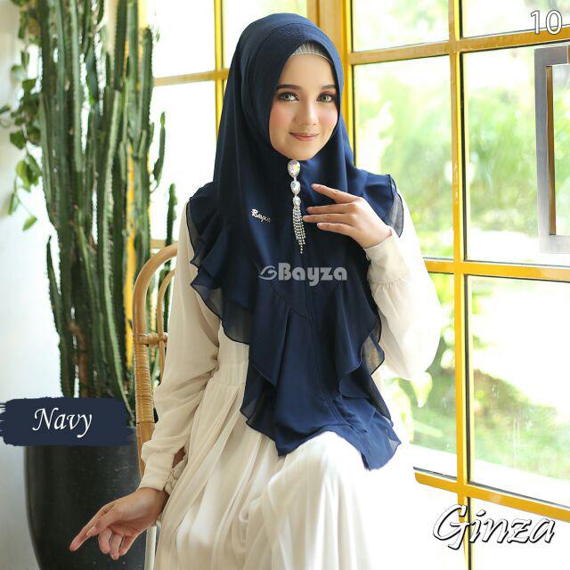 Jilbab Khimar Ginza ORIGINAL Bayza Hijab Sayra Group-Navy