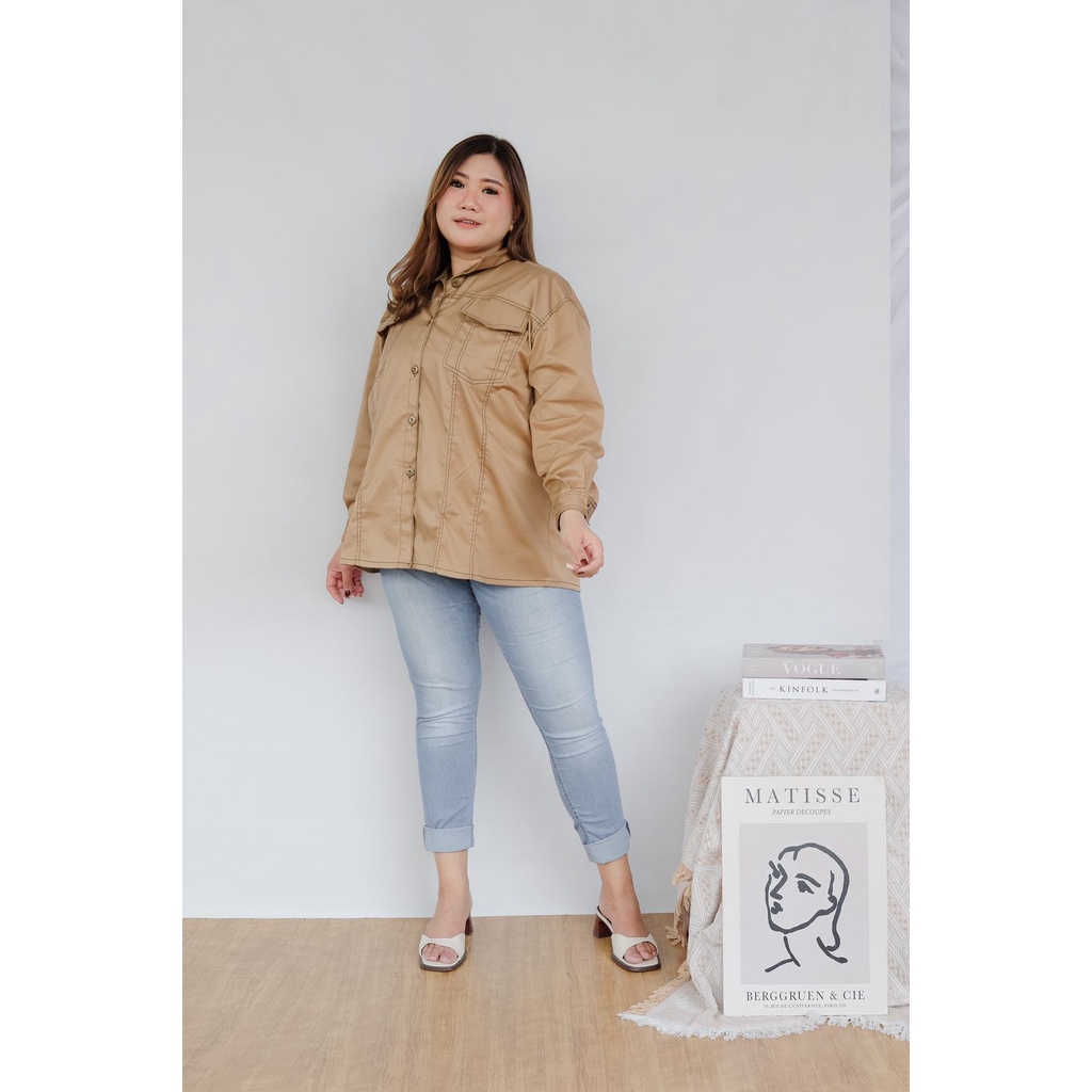 BIGWELL LIVIA JAKET CHINOS TANGAN PANJANG BIGSIZE, JAKET BIGSIZE, JAKET PLUSSIZE- JAKET JUMBO, JAKET BIGSIZE JUMBO