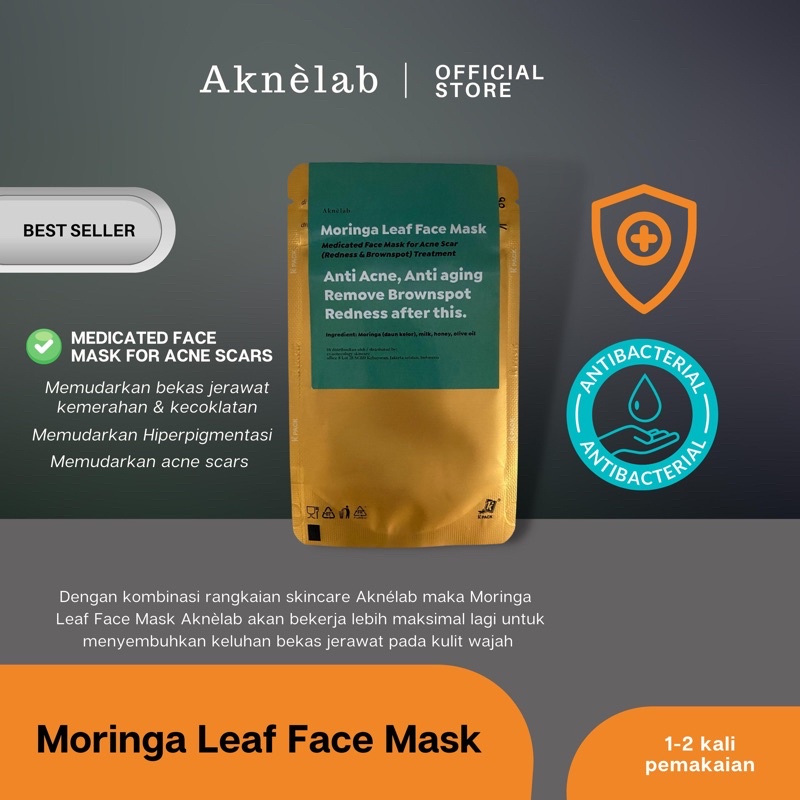 Moringa Leaf Mask (Daun Kelor) organic mask for acne scars