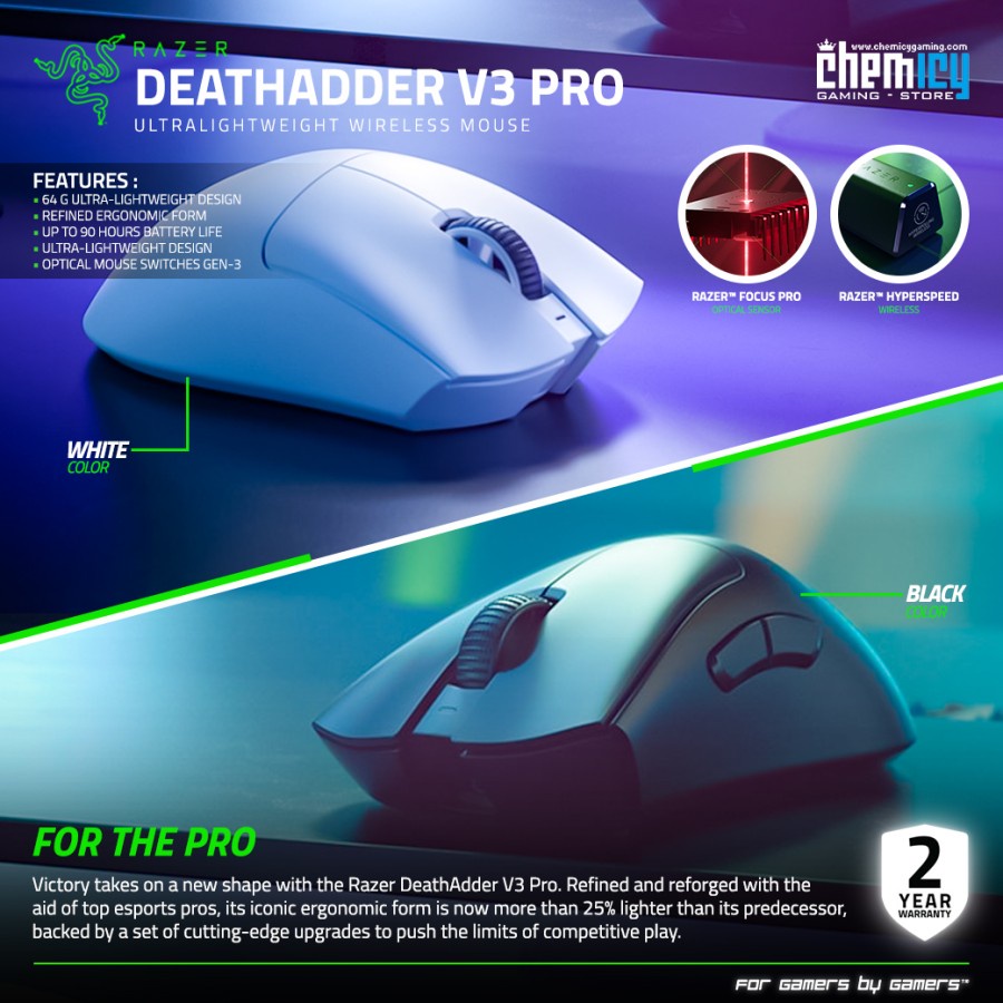 Razer Deathadder V3 Pro Ultralight Wireless Gaming Mouse