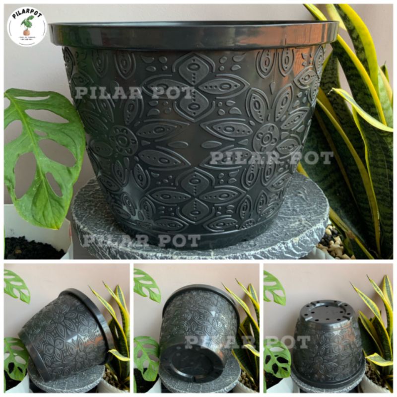 pot bunga tanaman shallom motif batik 30 hitam - BATIK 30 HITAM