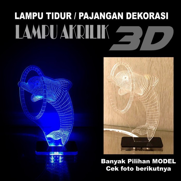 ADN.in Lampu Tidur Hias LED 3D Acrylic Transparant Kaca Bening/ Pajangan Hias