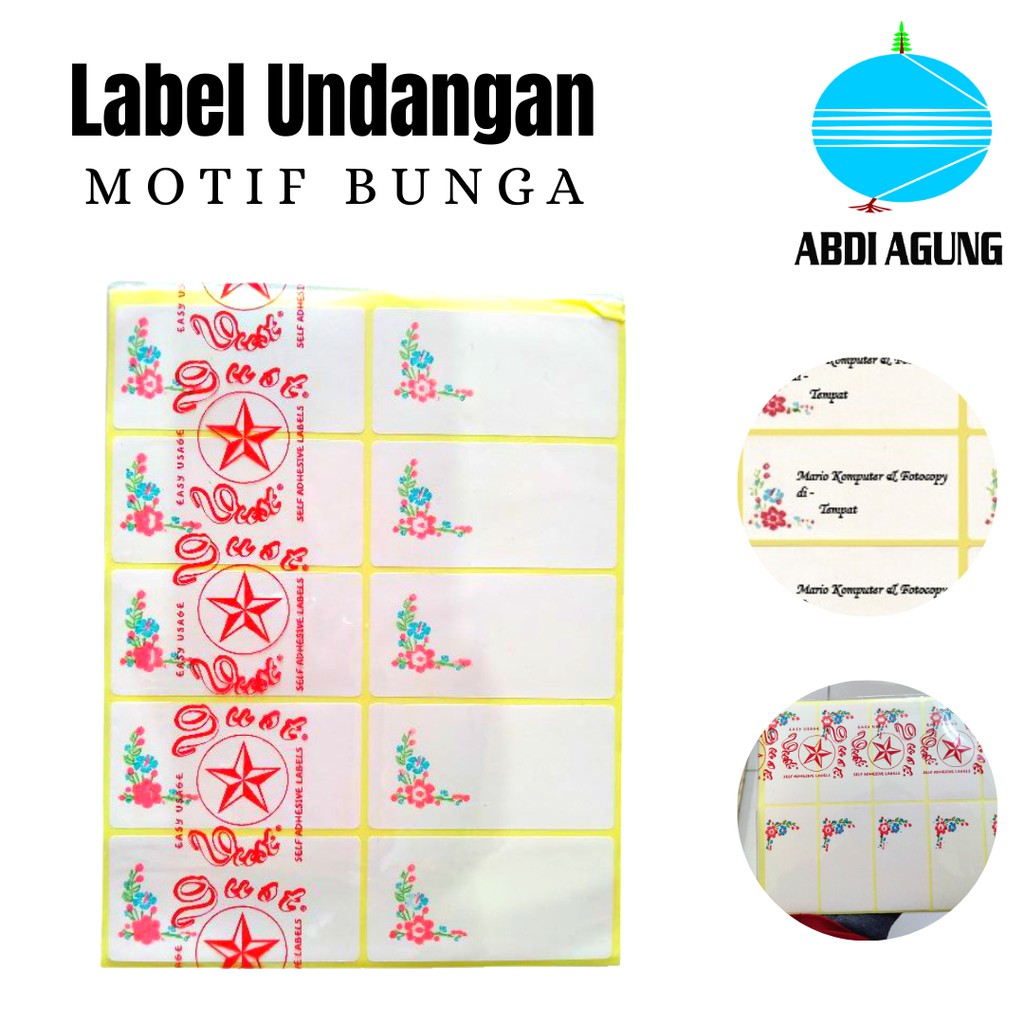 Label Undangan Champion Motif Bunga