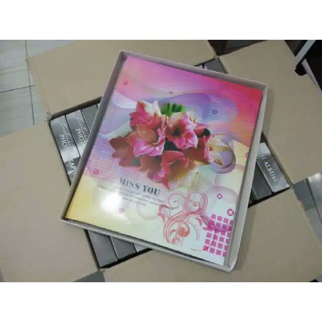 ALBUM FOTO MEDIUM SHEET PUTIH 10 LEMBAR COVER GAMBAR MOTIF