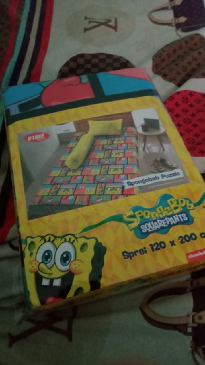 Sprei Kintakun 120x200 Motif Spongebob Puzzle Albany Aalborg Agnesia Nadine Han - Single 120 Sp Lucu