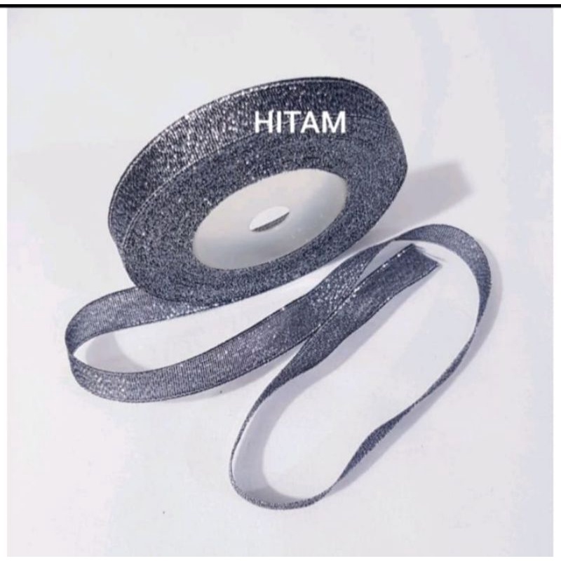 PITA RIBBON GLITER LEBAR 1/2&quot; ( 1,3cm ) HARGA PER ROLL ISI 20 METER