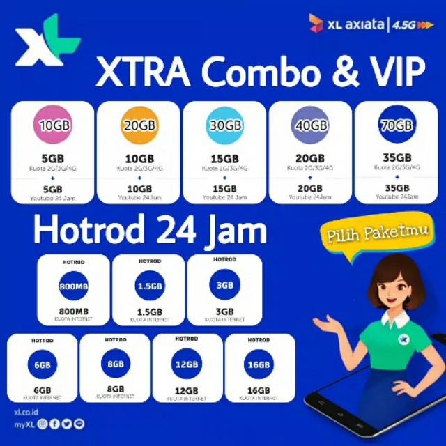 Terlaris  Isi Data Paket XL MURAH // Kuota Internet Xtra Combo VIP Hotrod // Inject 10gb 20gb 30gb
