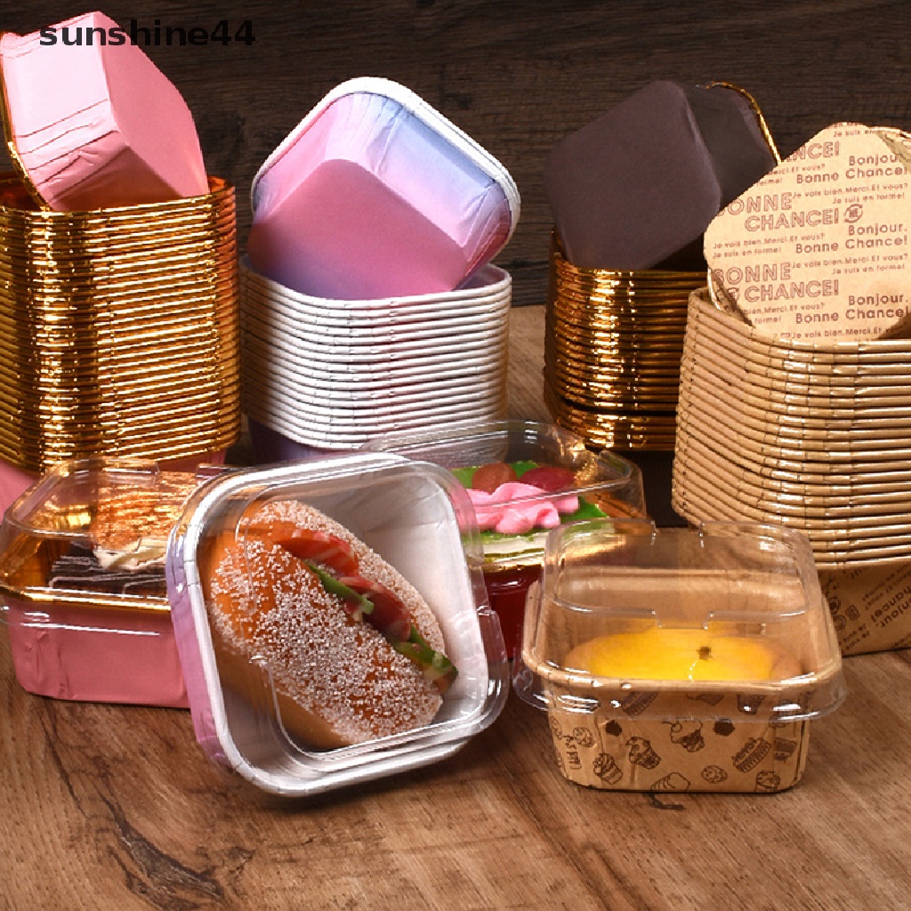 Sunshine Cetakan Cupcake / Muffin Bentuk Kotak Bahan Sifon Anti Minyak