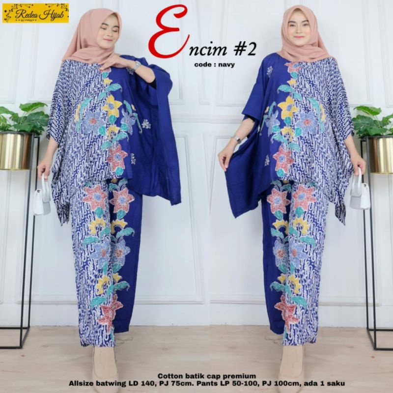 Encim waka setelan rayon wanita jumbo oneset stelan rayon jumbo xxxl ld 140 batwing set cap batik pr