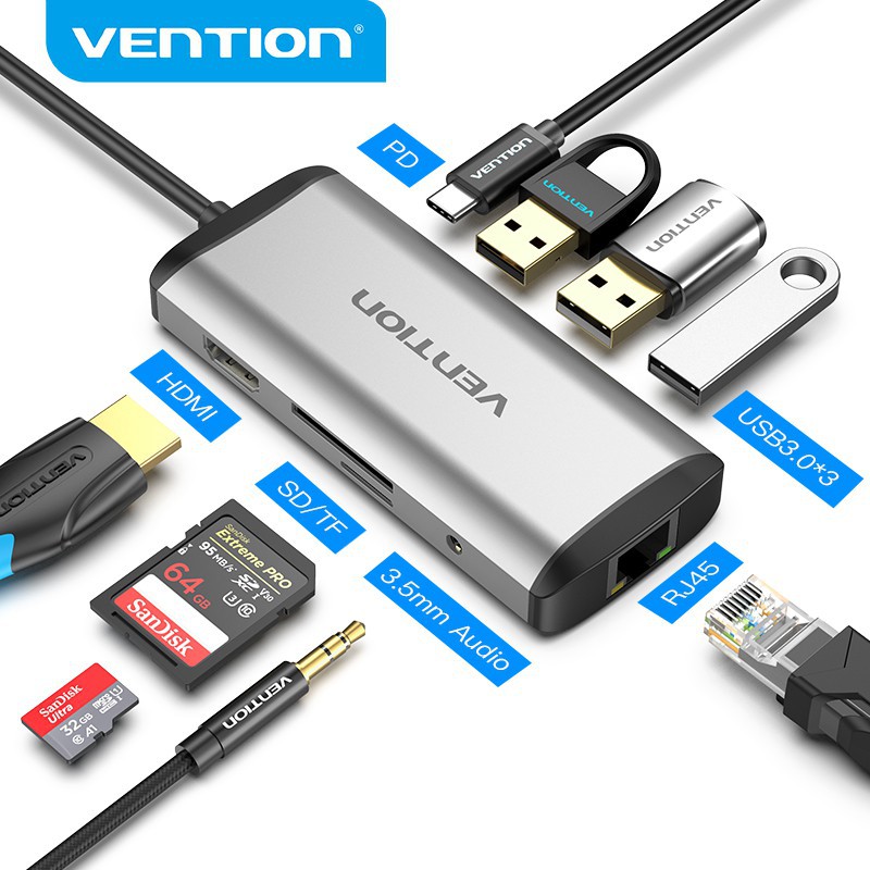 Vention USB Type C Hub 9 in 1 Adapter Splitter Docking Station USB-C USB 3.0